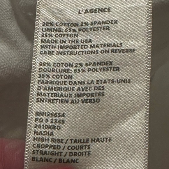 L'Agence Women's White High-Rise Nadia Cropped Jeans Pants Size 27 - Picture 6 of 8